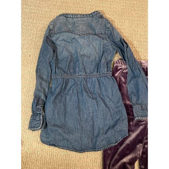 Levi’s Denim Jean Dress & Peek Polka-dot Velvet Leggings ~ LOT Size 4 - Picture 2 of 6
